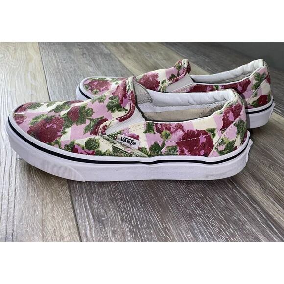 Vans Pink and Red Floral Slip-On Sneakers - Picture 5 of 10